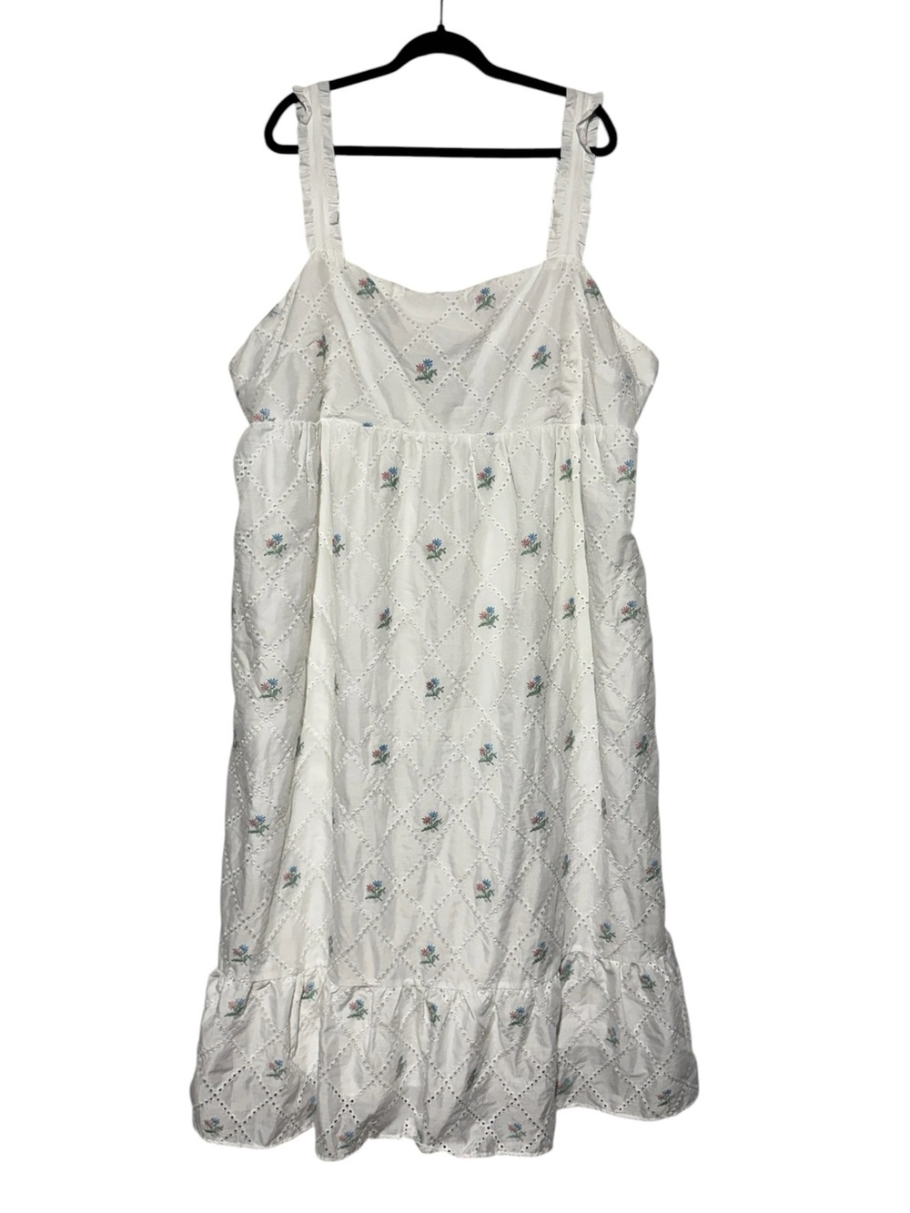 Aruba Eyelet Lace Dress Plus Size 3X Maxi Cottagecore Floral Sprig Wedding guest